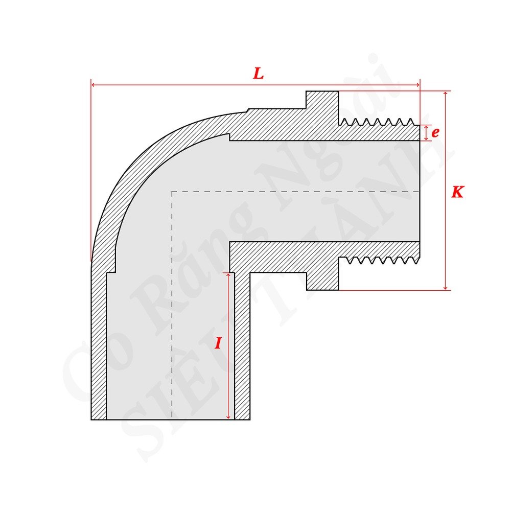 Co răng ngoài uPVC - co chuyển ren nối ống nước phi 21 đến 60
