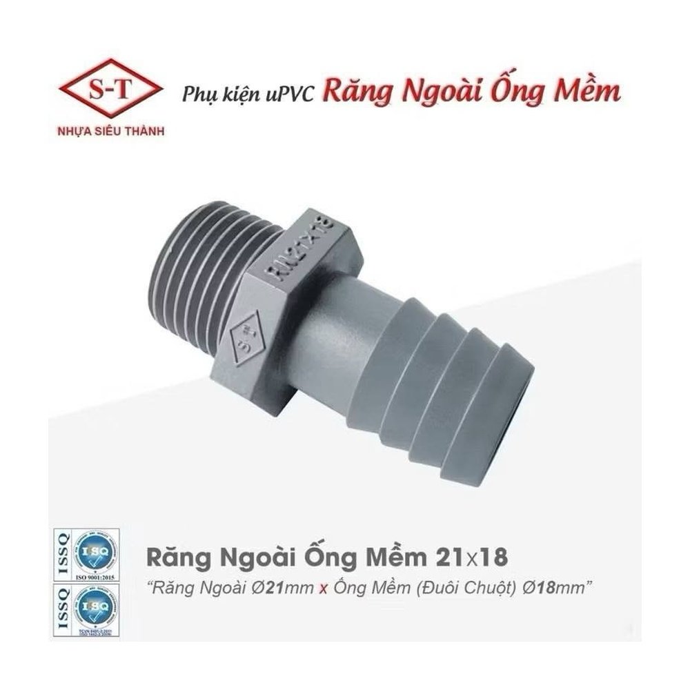 Răng ngoài ống mềm uPVC - ren ngoài ra ống mềm (S-T)